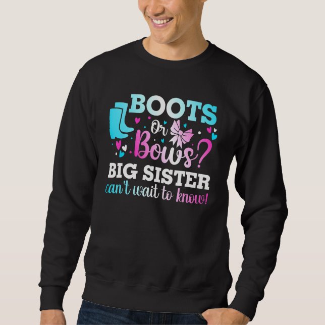 Sweatshirt Boots Ou Bows Grande Soeur Baby shower De Révélati (Devant)