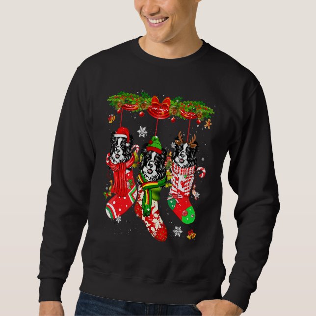 Sweatshirt Border Collie Christmas Socks Costume Merry Xmas (Devant)