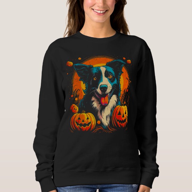 Sweatshirt Border Collie Dog Halloween Theme (Devant)