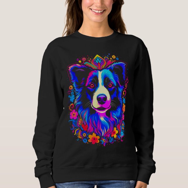 Sweatshirt Border Collie Dog Love Gratitude Flower (Devant)