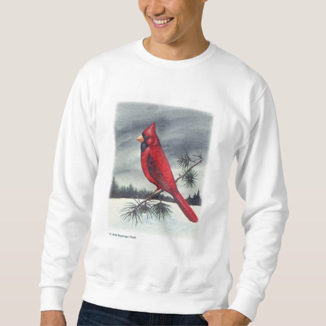 Sweatshirt Bords mous d'oiseau cardinal rouge (Devant)