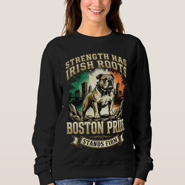 Sweatshirt Boston Pride aux racines irlandaises Bulldog (Devant)