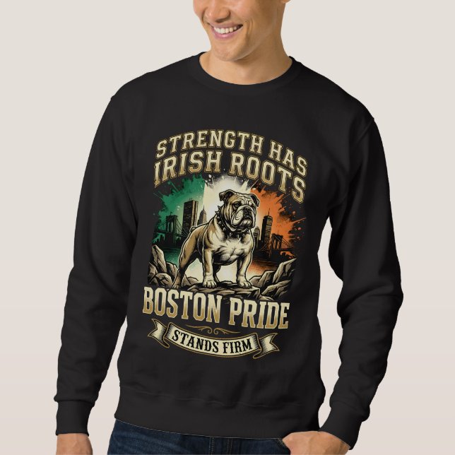 Sweatshirt Boston Pride aux racines irlandaises Bulldog (Devant)