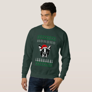 Sweatshirt Boston Terrier Chien laid Noël Ho Ho Ho