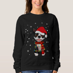 Sweatshirt Boston Terrier Chien Santa Hat Chien de Noël Lumiè