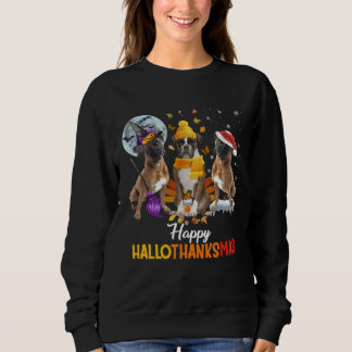 Sweatshirt Boston Terrier dog Happy Hallothanksmas Halloween 