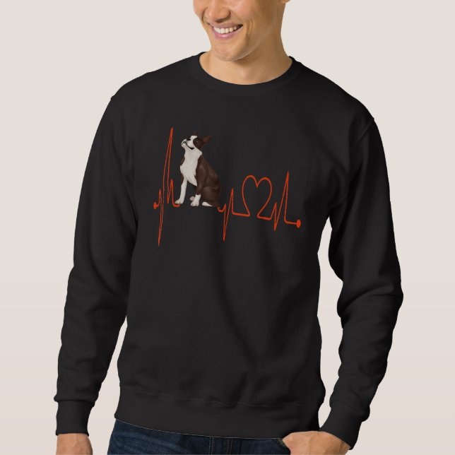 Sweatshirt Boston Terrier Dog Heartbeat EKG Funny My Dogs My  (Devant)