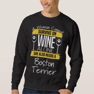 Sweatshirt Boston Terrier Femmes Une Femme Ne Peut Survivre S