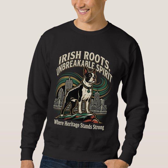 Sweatshirt Boston Terrier Irish Heritage Pride (Devant)
