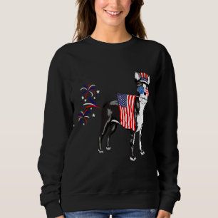 Sweatshirt Boston Terrier Juillet 4 Lunettes de soleil Drapea