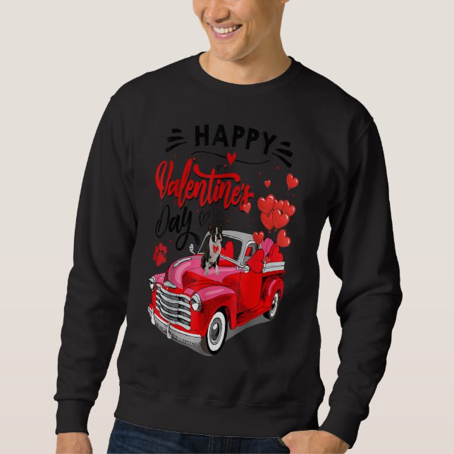 Sweatshirt Boston Terrier Red Truck Valentines Day Funny Chie (Devant)