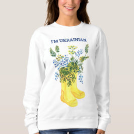 Sweatshirt Bottes jaunes aux fleurs bleues Ukraine