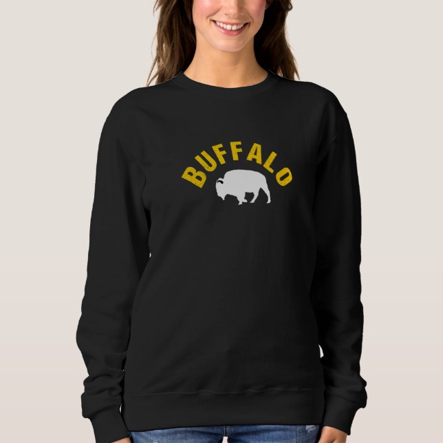 Sweatshirt Bouf jaune bleu Buffalo Throwback Retro Buf New Yo (Devant)