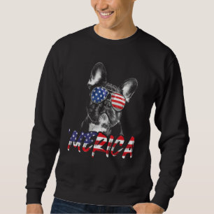 Sweatshirt Bouldog français Merica Drapeau américain 4 juille