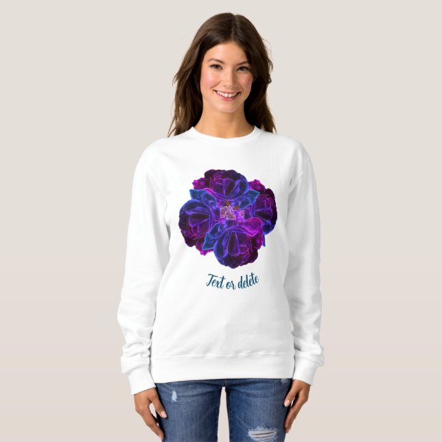 Sweatshirt Bouquet de fleurs Roses violet personnalisé (Devant entier)