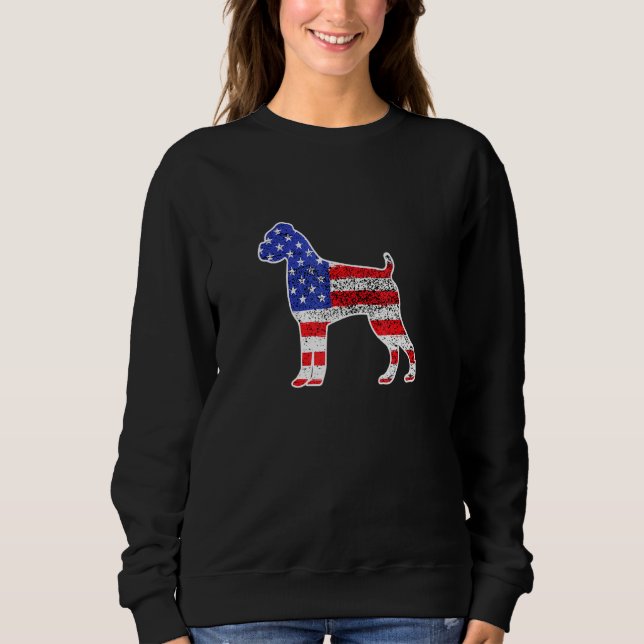 Sweatshirt Boxe Drapeau Américain Patriotique Boxer Chien 4 J (Devant)