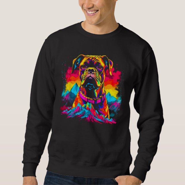 Sweatshirt Boxer Dog Mountain Design (Devant)