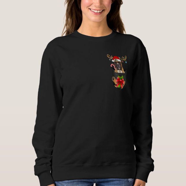 Sweatshirt Boxer Dog Reindder Dans Pocket Amoureux de les chi (Devant)