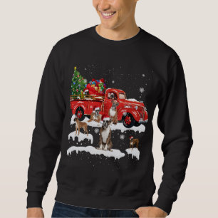Sweatshirt Boxer équitation Camion Rouge Joyeux Chien de Noël