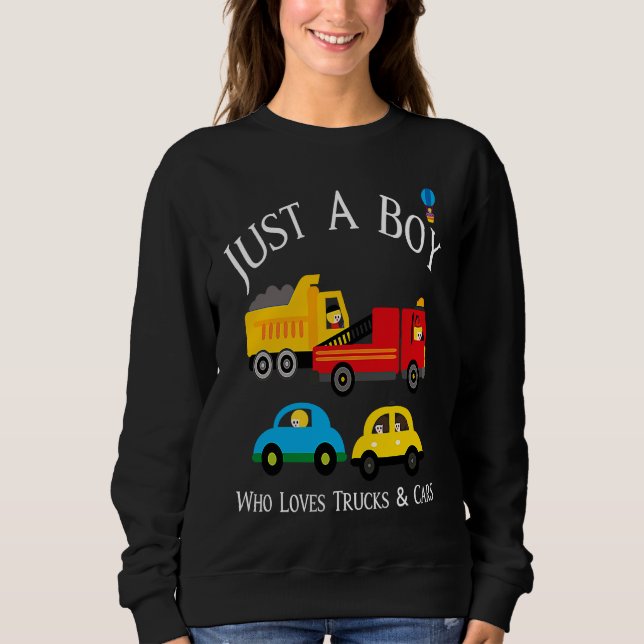 Sweatshirt Boys Who Love Trucks & Cars (Devant)