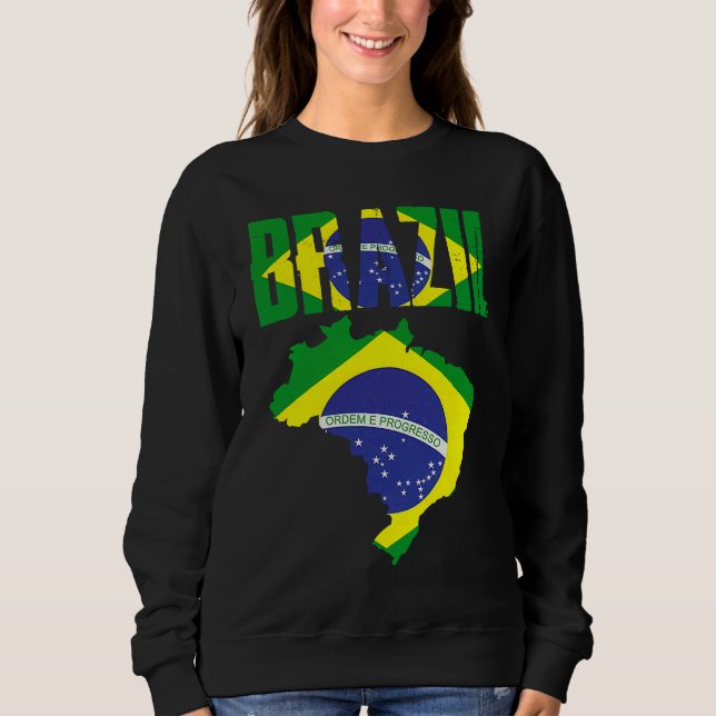 Sweatshirt Brazilian Brazil Country Map Flag (Devant)