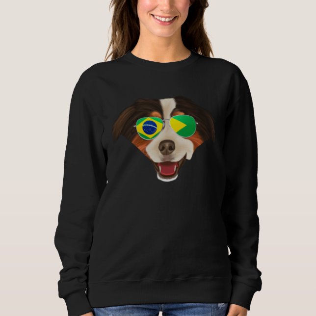 Sweatshirt Brazilian Flag Miniature American Shepherd Dog Bra (Devant)