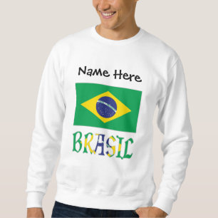 Sweatshirt Brésil Drapeau Brésil Nom Personnalisé