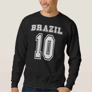 Sweatshirt Brésil numéro 10 imprimé au dos numéro de sport