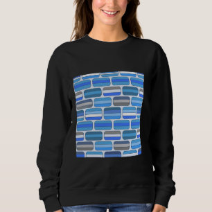 SWEATSHIRT BRIQUE BLANCHE RECTANGLE RETRO BLEUE DES ANNÉES 19