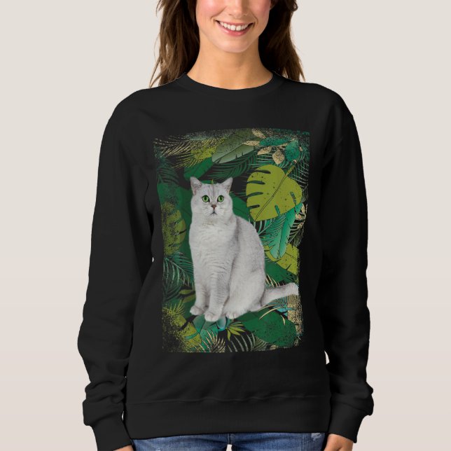 Sweatshirt British Short Hair Shorthair Cat Tropical Hawaii V (Devant)