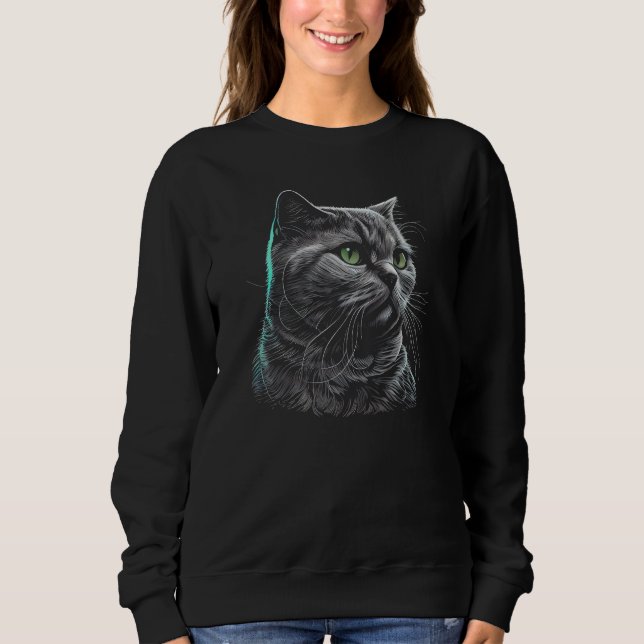 Sweatshirt British Shorthair Cat Owner Owners Green Eyes Cats (Devant)