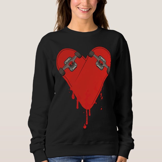 Sweatshirt Broken Bleeding Skateboard Heart (Devant)
