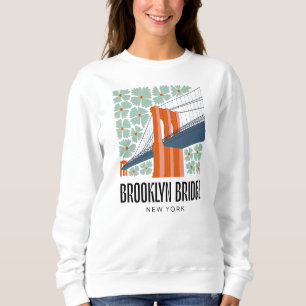 Sweatshirt Brooklyn Bridge New York Voyage abstrait floral