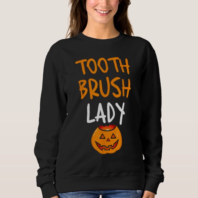 Sweatshirt Brosse à dents Lady Amusante Citrouille Infirmière (Devant)
