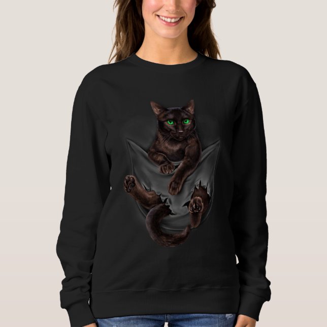 Sweatshirt Brown Cat Sits in Pocket  Cats (Devant)