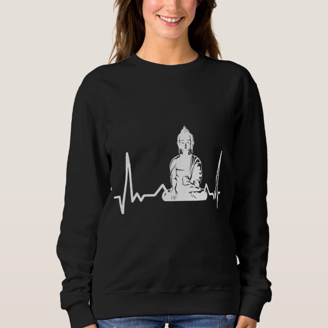 Sweatshirt Buddha Heartbeat Méditez le bouddhisme (Devant)