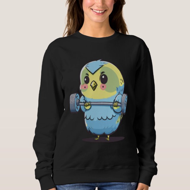 Sweatshirt Budgie Budgerigar Parakeet Lifting Bodybuilder Gym (Devant)