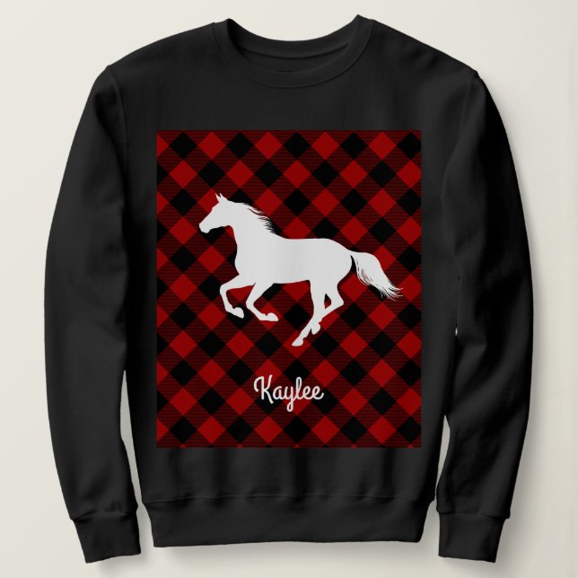 Sweatshirt Buffalo Plaid Horse Lover (Pas Si) Douleur moche (Design devant)