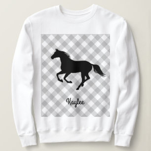 Sweatshirt Buffalo Plaid Horse Lover (Pas Vilain)