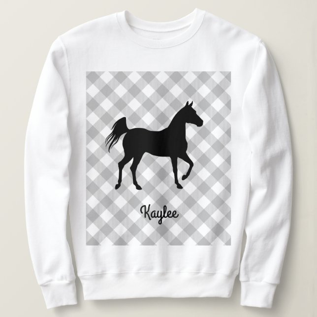 Sweatshirt Buffalo Plaid Horse Lover (Pas Vilain) (Design devant)