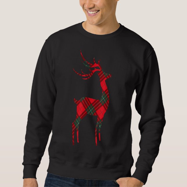 Sweatshirt Buffalo Red Plaid Deer Reinder Famille Corresponda (Devant)