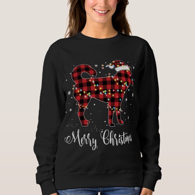 Sweatshirt Buffle rouge Plaid Sibérien Husky Joyeux Noël P (Devant)
