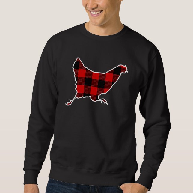 Sweatshirt Buffle Rouge Poulet Plaid Hen Fowl Correspondant P (Devant)