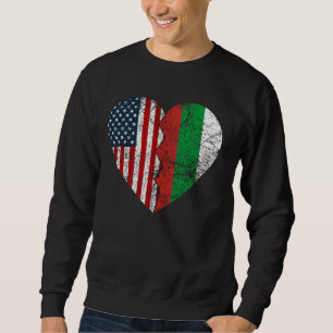Sweatshirt Bulgare American Flag Heart États-Unis Bulgarie