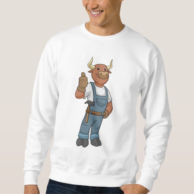 Sweatshirt Bull comme Handyman avec Hammer (Devant)