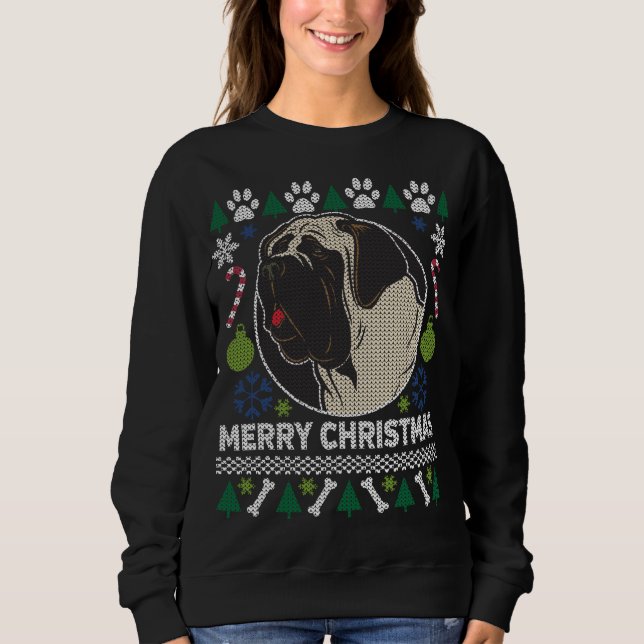 Sweatshirt Bull Mastiff Chien race laitier moche de Noël Swea (Devant)