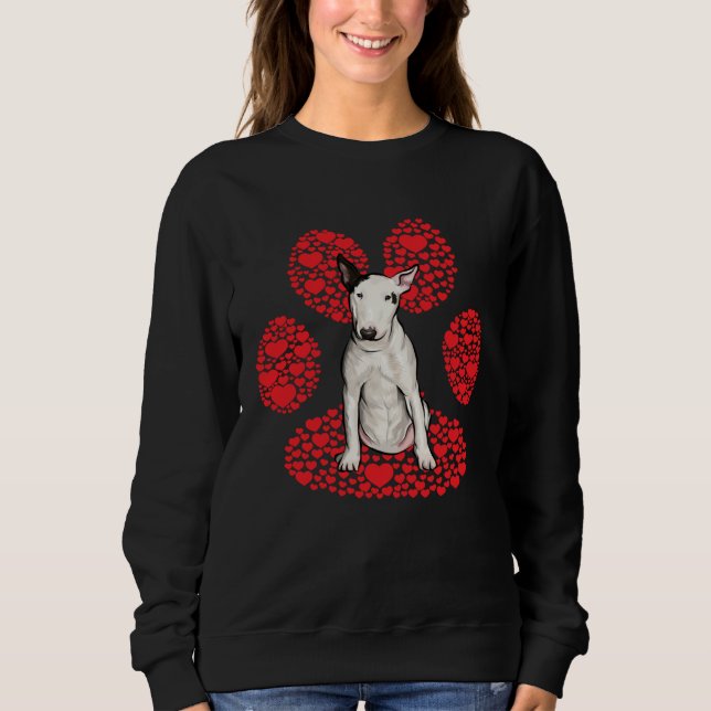 Sweatshirt Bull Terrier Valentines Day Dog Love Paw (Devant)
