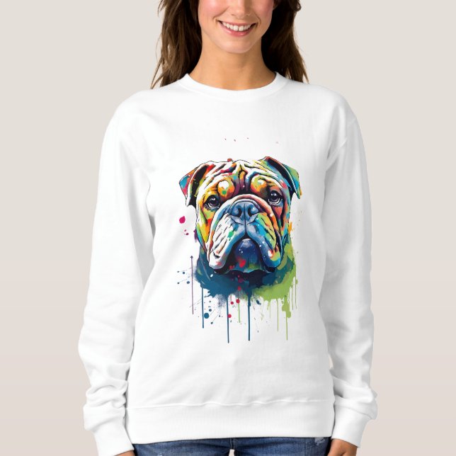 Sweatshirt Bulldog Vibrant et coloré (Devant)