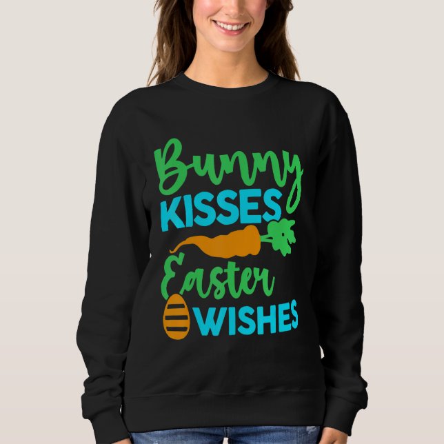 Sweatshirt Bunny Baisers Pâques Souhaite Joyeux Pâques Jour M (Devant)