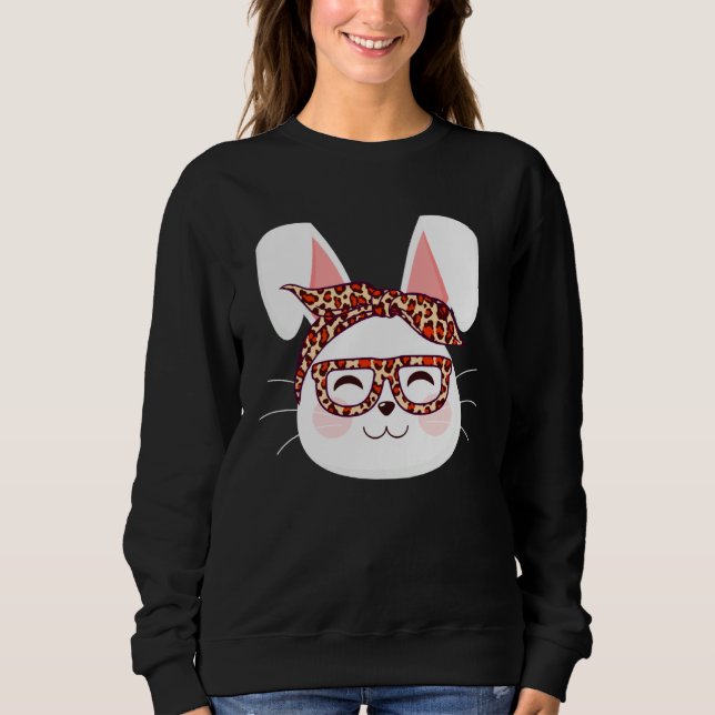 Sweatshirt Bunny face Cool Easter Bunny with Glasses Easter   (Devant)